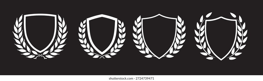 Kronenschild mit Lorbeerkranz auf schwarzem Hintergrund