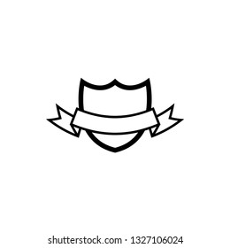 Crest shield with ribbon icon design template vector isolated