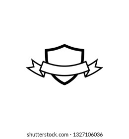 Crest shield with ribbon icon design template vector isolated