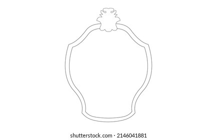 Crest with shield vector black emblem, label or badge template in vintage style isolated on white background, prominent name tag frame
