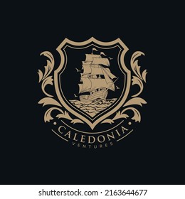 Crest Ship Classic Logo Caledonia Ventures Template