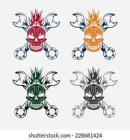 crest with skull,flame and spanners
