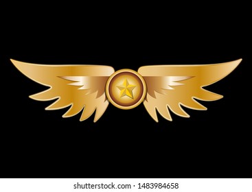 Crest star shield with golden wings