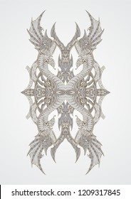 A crest of two-headed snake depicted destruction and vengeance. Best use for printed t-shirt, badge/crest, and poster.