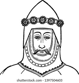Crest to Wreath was a Probably of Lord Willoughby de Eresby vintage line drawing or engraving illustration.