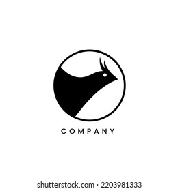 crested bird logo in a circle