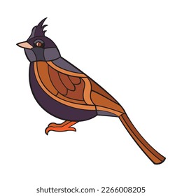 Ilustración Crested Bunting.Vector aislada en fondo blanco.