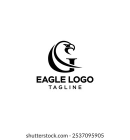 crestive and modern of eagle head logo. Eagle or falcon head silhouette. 
