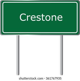 Crestone , Colorado , road sign green vector illustration, road table, USA city