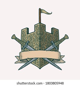 crests coat of arms shield handdrawn vector illustration