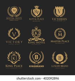 Crests Luxury logo set, Brand identity with boutique style and royal concept
