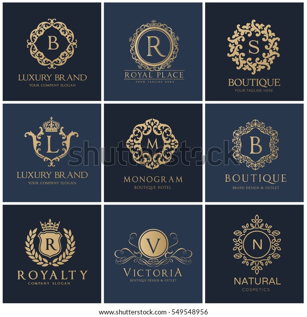 Crests Luxury Logo Set Royal Monogram Stock Vector (Royalty Free) 549548956