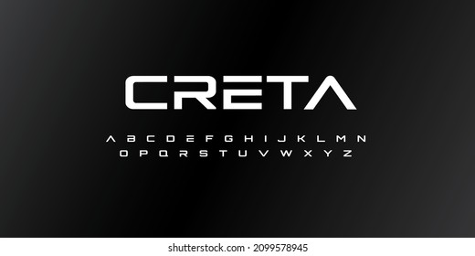 creta , an Abstract technology space font and alphabet. techno effect fonts designs. Typography digital sci-fi concept. vector illustration