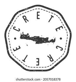 Creta, marca retro del sello del mapa de Grecia. Pasaporte postal de Silhouette. Icono del vector de redondeo de sellado. Diseño de rehenes de insignia vintage.
