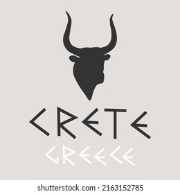 Crete Island in Greece Minotaur Head Vector Sign svg