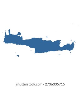 Crete Island Outline Map Vector, Greece Mediterranean Island Silhouette