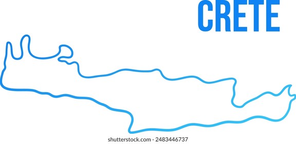 Crete island simple smooth outline blue gradient map 