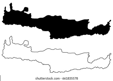  Crete map vector illustration, scribble sketch island of Crete svg