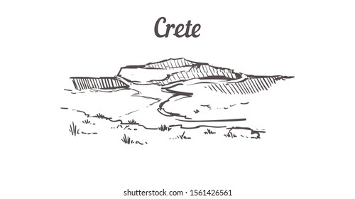 Crete skyline sketch. Crete hand drawn illustration isolated on white background. svg