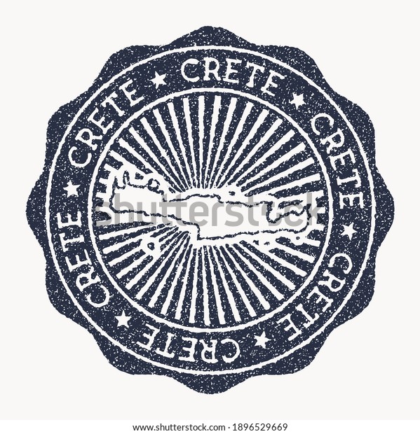 Crete stamp. Travel rubber stamp with the name and map of island, vector illustration. Can be used as insignia, logotype, label, sticker or badge of the Crete.