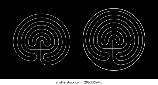 Crete traditional symbol. Cretan labyrinth line art vector