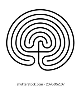 Crete traditional symbol. Cretan labyrinth line art vector