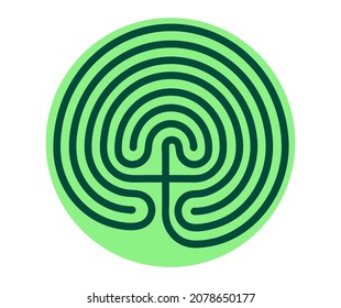 Crete traditional symbol. Cretan labyrinth line art vector