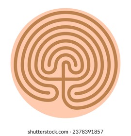 Crete traditional symbol. Cretan labyrinth line art vector