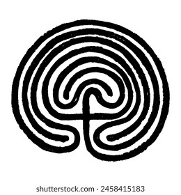 Crete traditional symbol. Cretan labyrinth line art vector