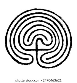 Crete traditional symbol. Cretan labyrinth line art vector