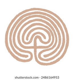 Crete traditional symbol. Cretan labyrinth line art vector