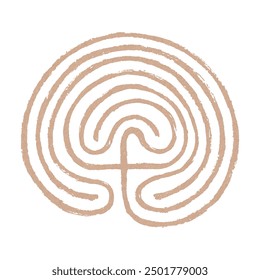 Crete traditional symbol. Cretan labyrinth line art vector