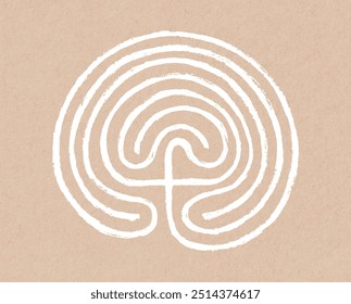 Crete traditional symbol. Cretan labyrinth line art vector