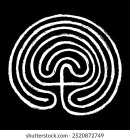 Crete traditional symbol. Cretan labyrinth line art vector