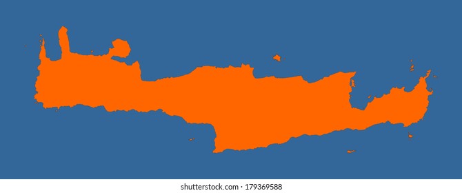Crete vector map high detailed isolated. Orange illustration on see blue background. Mediterranean island. svg