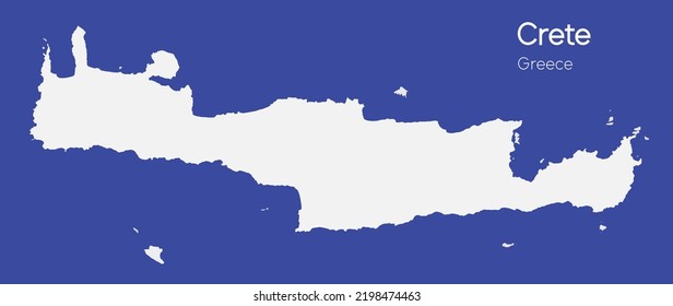 Crete vector map silhouette high detailed isolated. White illustration on blue background. Mediterranean island. Crete map silhouette. Greek island. svg