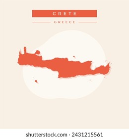 Crete vector map silhouette high detailed isolated. Black illustration on white background. Mediterranean island. Crete map silhouette. Greek island.