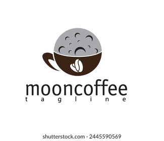 cretive moon and coffee cup logo design template