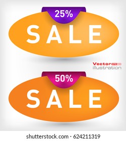 Cretive sale banner with shadow on a white background.