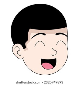 crew cut boy head emoticon smiling happily. vector design illustration art