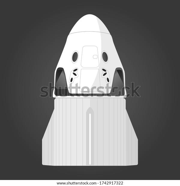 クルー ドラゴン カプセル宇宙船のベクターイラストeps10 のベクター画像素材 ロイヤリティフリー