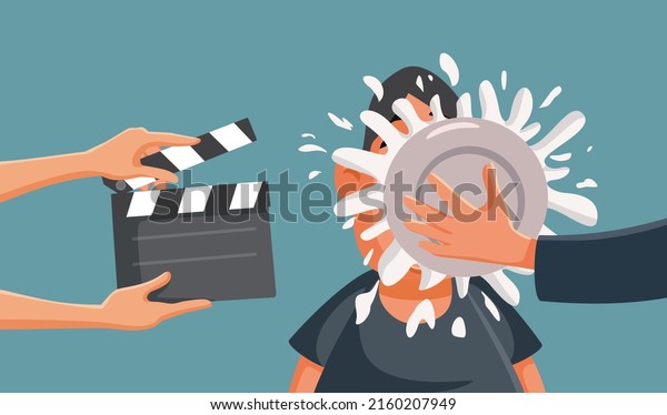 \
Crew Filming a Comedy Prank Show for TV\
Vector Cartoon Illustration. Comedian shooting a vintage style\
cinematographic scene in a motion\
picture\
