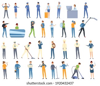Crew icons set. Cartoon set of crew vector icons for web design