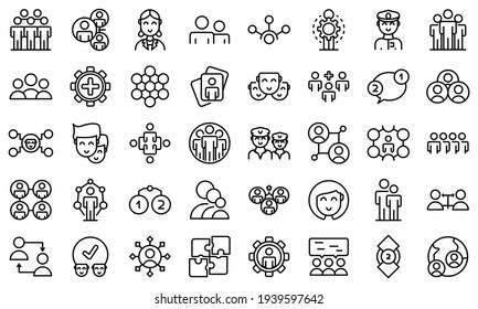 Crew icons set. Outline set of crew vector icons for web design isolated on white background