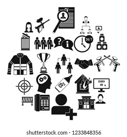 Crew icons set. Simple set of 25 crew vector icons for web isolated on white background