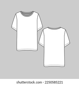 Crew Neck Short Sleeve T shirt top Oversized loose fit Fashion Clothing flat sketch template
