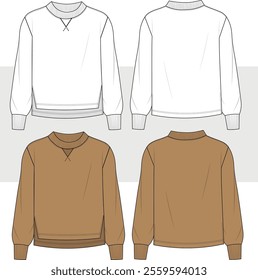 CREW NECK SWEAT SHIRT AND SIDE CUT SEW UTILITY DEATIL UNISEX SWEATSHIRT DESIGNED FOR MEN AND WOMEN IN VECTOR ILLUSTRATION, MOCKUP.