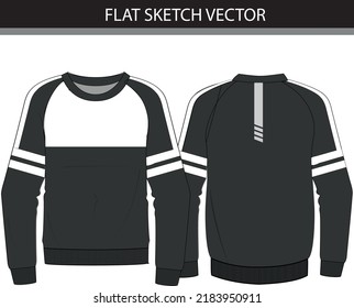 CREW NECK SWEATSHIRT WITH CUT AND SEW VECTOR FILE