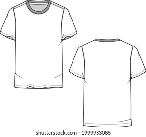 Crew neck t-shirt apparel clothing flat sketches vector