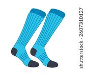 crew socks soccer cartoon. cushioned designer, fuzzy knee, high knit crew socks soccer sign. isolated symbol vector illustration